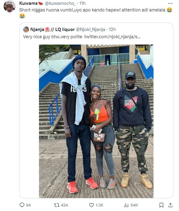 Kuwams kuwamocho i1h short niggas huona vumbi,uyo apo kando hapewi attention adi