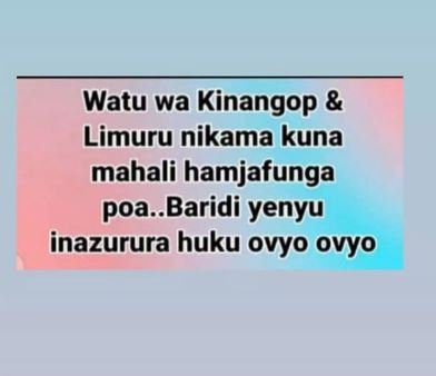 Watu wa kinangop limuru nikama kuna mahali hamjafunga poa..baridi yenyu inazurur