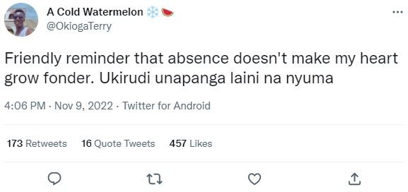 A cold watermelon okiogaterry friendly reminder that absence doesn't make my hea