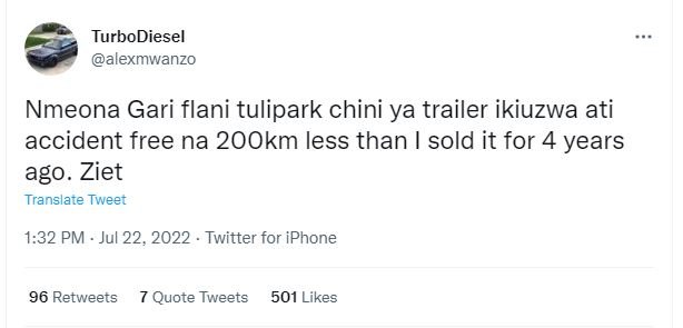 Turbodiesel lexmwanzo nmeona gari flani tulipark chini ya trailer ikiuzwa ati ac