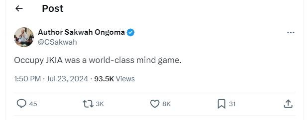 Post author sakwah ongoma csakwah occupy jkia was a worldclass mind game 1.50 pm