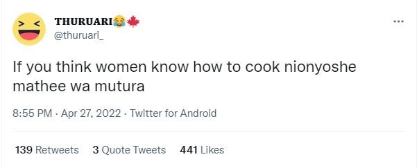 Thuruari thuruari _ if you think women know how to cook nionyoshe mathee wa mutu