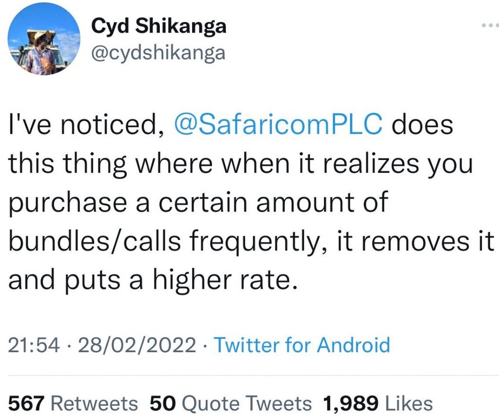 Cyd shikanga cydshikanga i've noticed, safaricomplc does this thing where when i