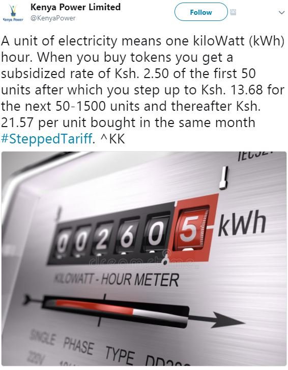 Kenya power limited kenyapower follow a unit of electricity means one kilowatt k