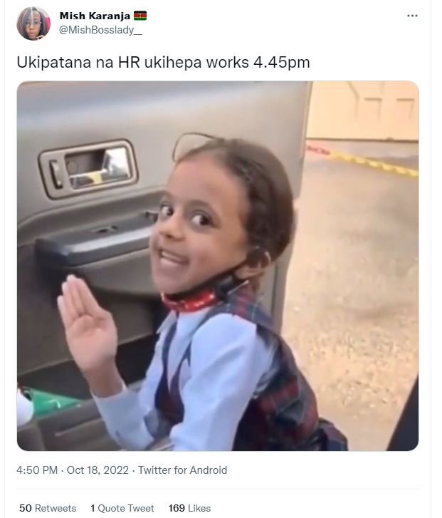 Mish karanja mishbosslady ukipatana na hr ukihepa works 4.45pm 4.50 pm oct 18, t