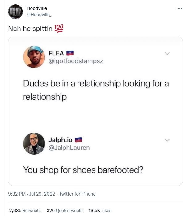 Hoodville hoodville nah he spittin 109 flea igotfoodstampsz dudes be in a relati