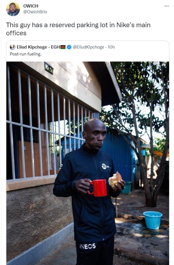 OWICH OwichBrio This guy has a reserved parking Iot in Nike's main offices Eliud