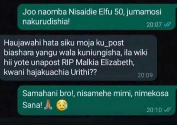 Joo naomba nisaidie elfu 50, jumamosi nakurudishia! 20 07 haujawahi hata siku mo