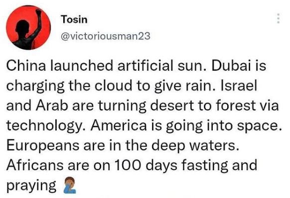 Tosin victoriousman23 China launched artificial sun. Dubai is charging the cloud