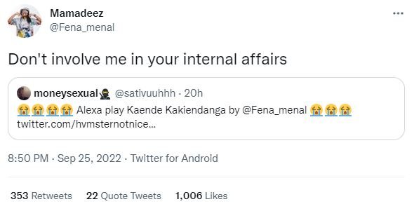 Mamadeez fena_menal don't involve me in your internal affairs moneysexualy sativ