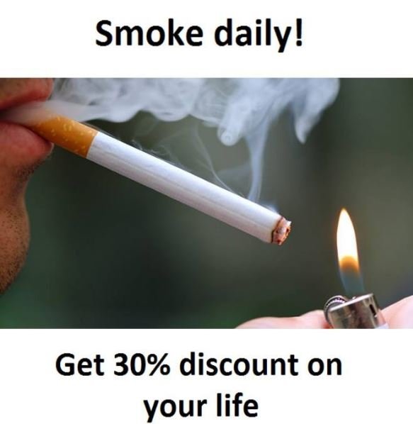 Smoke daily! get 30 discount on your life