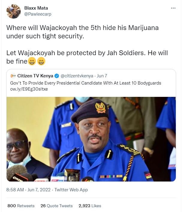 Blaxx mata pawleecarp where will wajackoyah the 5th hide his marijuana under suc