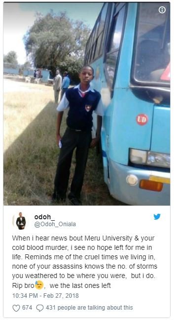 Odoh odoh oniala when hear news bout meru university your cold blood murder see