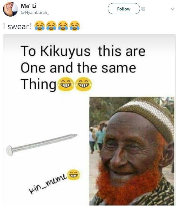 Ma' li nyamburah _ follow swear! to kikuyus this are one and the same thing mlml