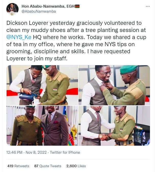 Hon ababunamwamba, egh ababunamwamba dickson loyerer yesterday graciously volunt