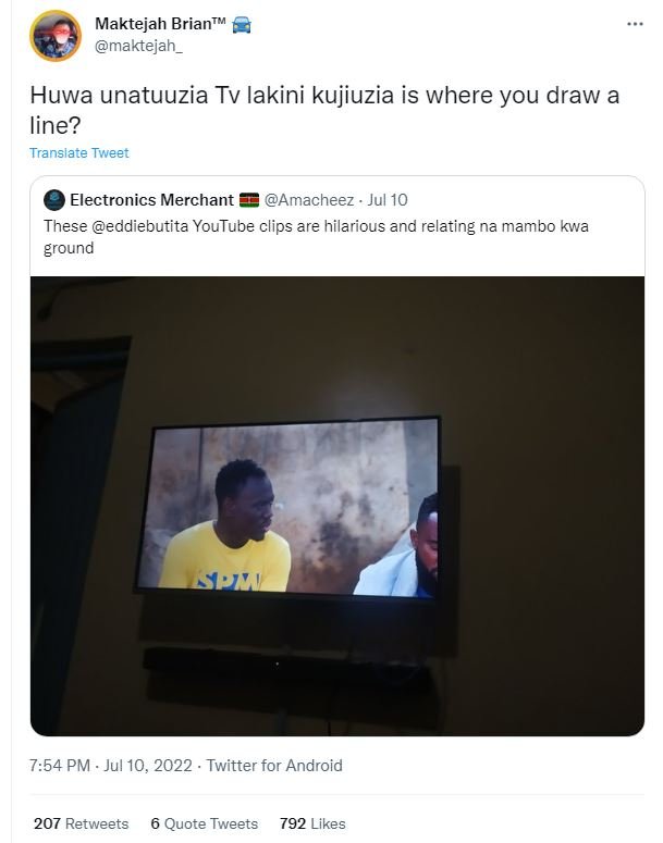 Maktejah briant maktejah _ huwa unatuuzia tv lakini kujiuzia is where you draw a