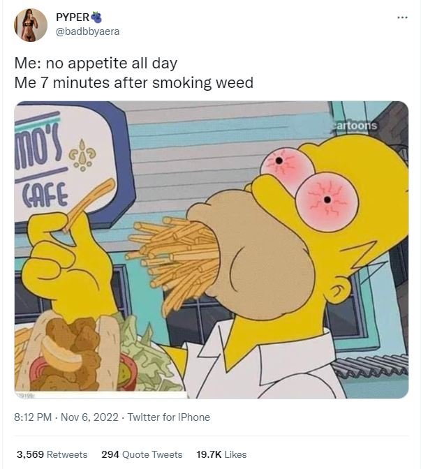 Pyper badbbyaera me no appetite all day me 7 minutes after smoking weed antoons