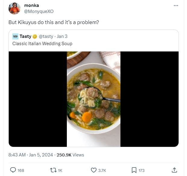 Monka monyquexo but kikuyus do this and its a problem? tasty tasty jan 3 classic