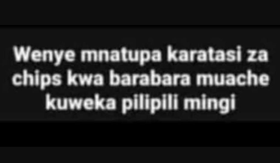 Wenye mnatupa karatasi za chlps kwa barabara muache kuweka piliplll mingi