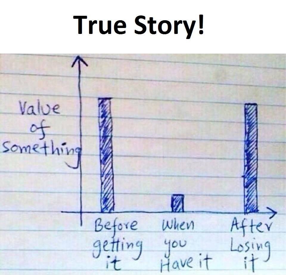 True story! value c scmething befove whev afłév getting jcu losi it have it