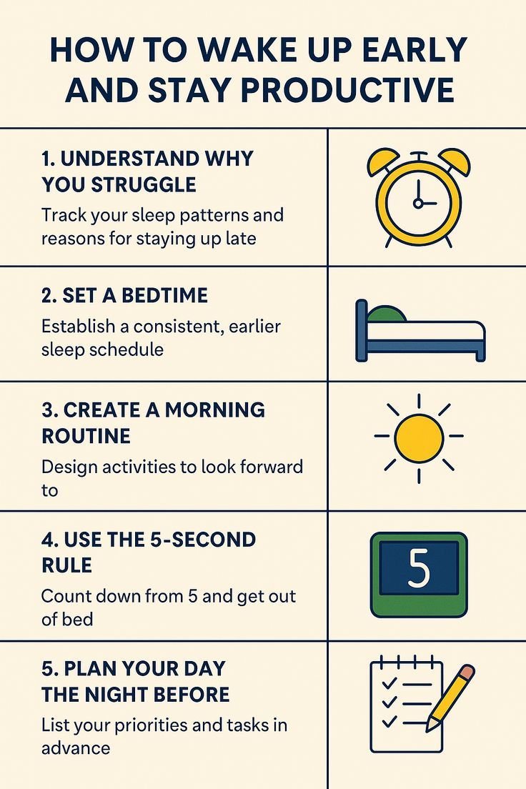 How to wake up early and stay productive 1. understand why you struggle track yo