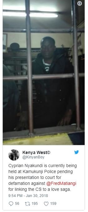 Kenya westo kinyanboy cyprian nyakundi currently being held at kamukunji olice p