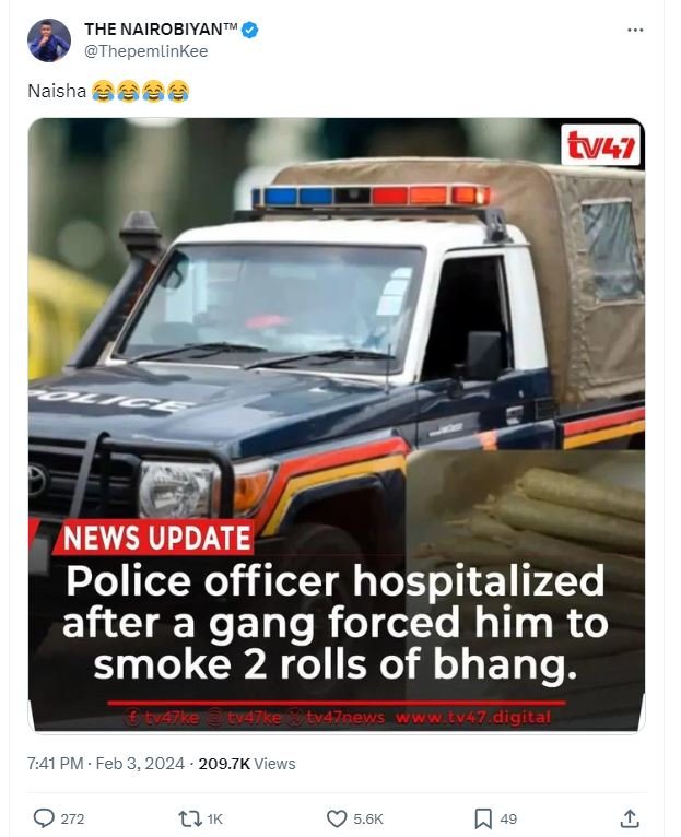 The nairobiyantma thepemlinkee naisha s2 tvyn news update police officer hospita