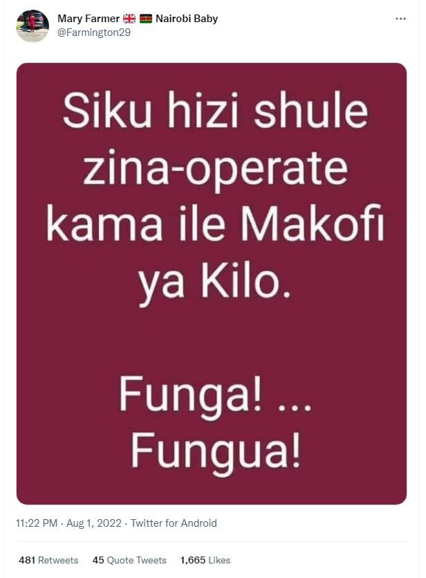 Mary farmer farmington29 nairobi baby siku hizi shule zinaoperate kama ile makof