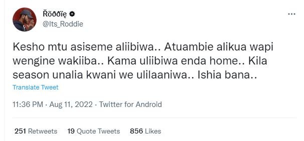 Ãmmię its_roddie kesho mtu asiseme aliibiwa.. atuambie alikua wapi wengine wakii