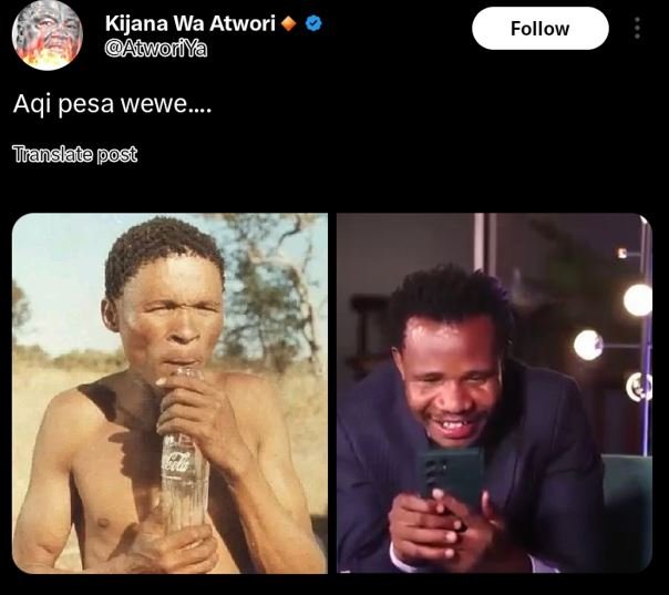 Kijana wa atwori acworiya follow aqi pesa wewe tlanslate ppost