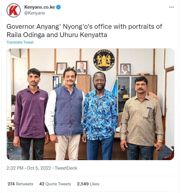 Kenyans.co.ke kenyans governor anyang' nyong'0's office with portraits of raila