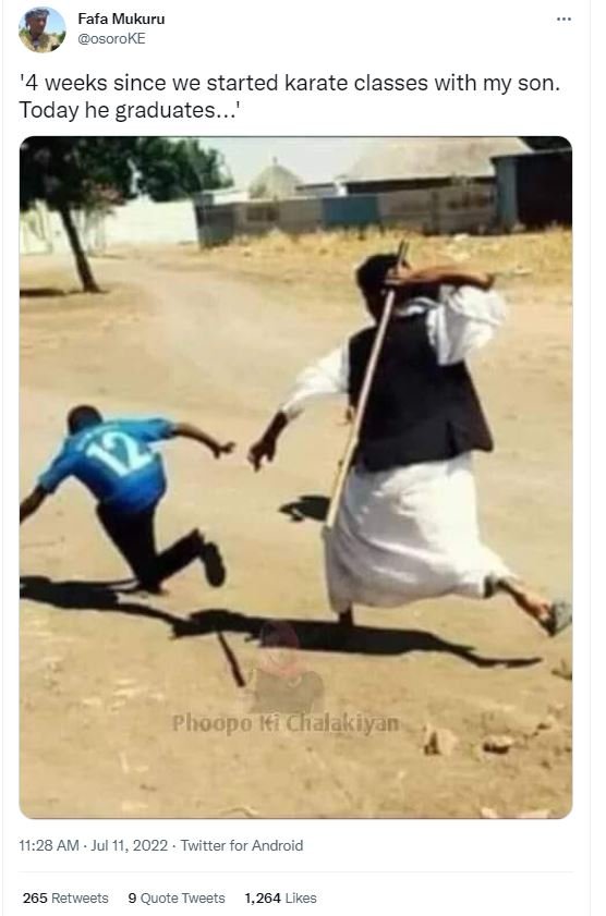 Fafa mukuru osoroke '4 weeks since we started karate classes with my son today h