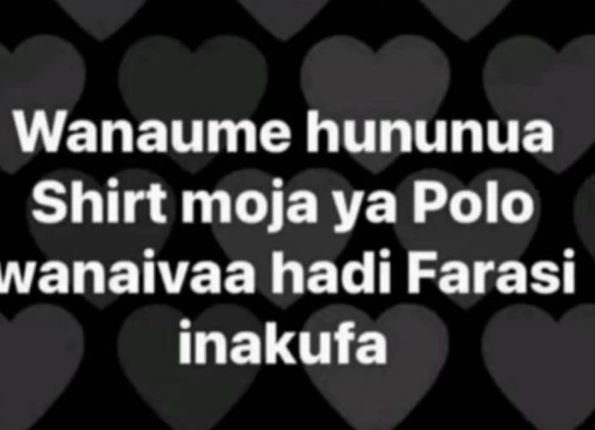 Wanaume hununua shirt moja ya polo vanaivaa hadi farasi inakufa