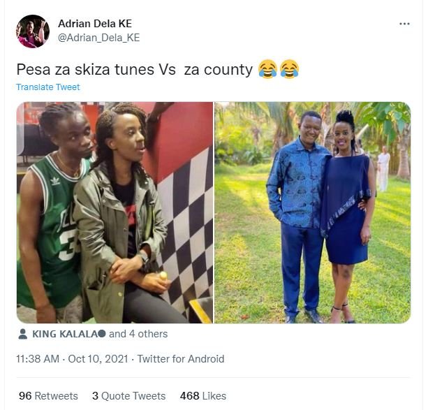 Adrian Dela KE Adrian_Dela_KE Pesa za skiza tunes Vs za county Translate Tweer K