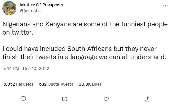 Mother of passports justrioba nigerians and kenyans are some of the funniest peo