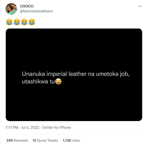Choco fatumaramadhann 6 unanuka imperial leather na umetoka job, utashikwa tu 71