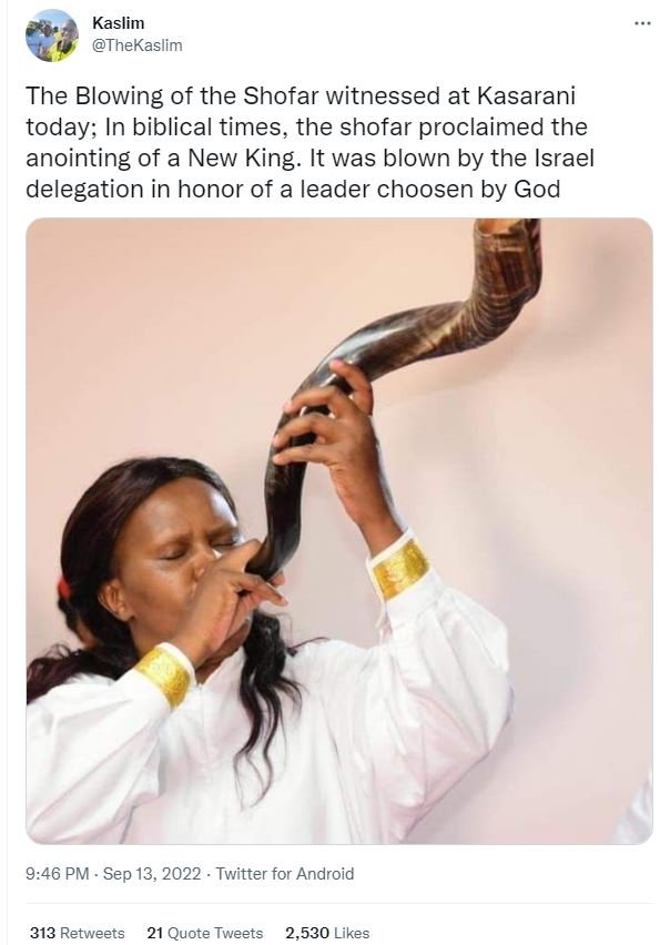 Kaslim thekaslim the blowing of the shofar witnessed at kasarani today in biblic