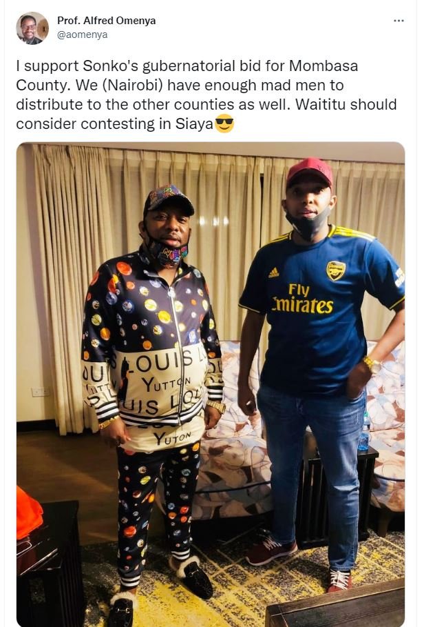 Prof. alfred omenya aomenya support sonko's gubernatorial bid for mombasa county