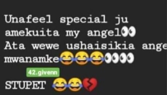 Unafeel special ju amekuita my angeloo ata wewe ushaisikia ange mwananke 00 42gl