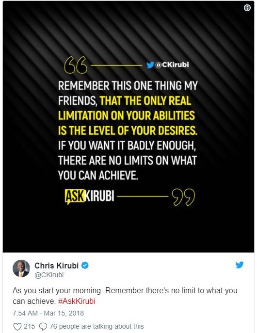 66 ckirubl remember this one thing my friends, that the only real limitation on