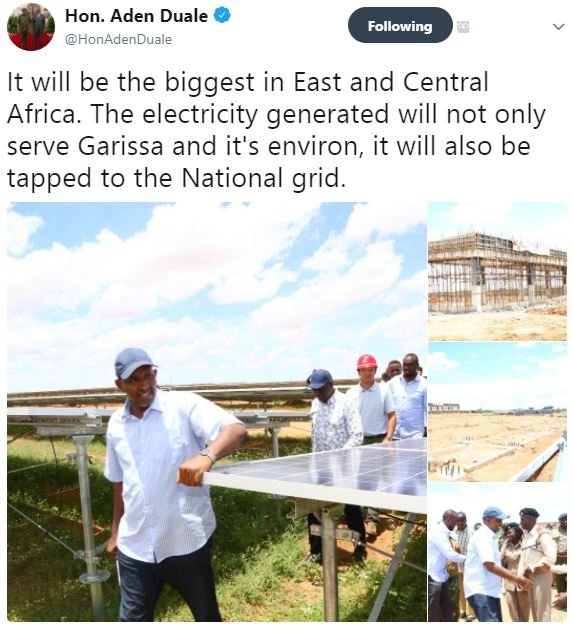 Hon. aden duale honadenduale following it will be the biggest in east and centra
