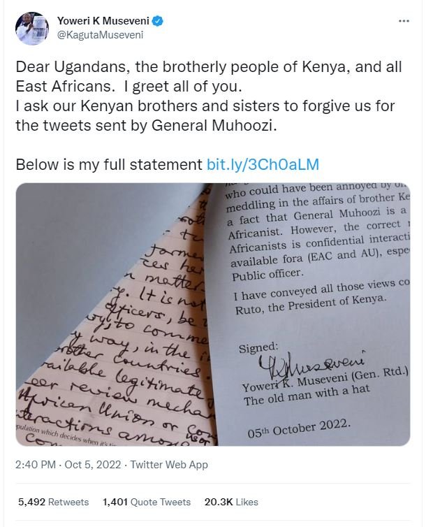 Yoweri k museveni kagutamuseveni dear ugandans the brotherly people of kenya, an