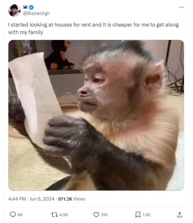 Bizzleurgh started looking at houses for rent and it is cheaper for me to get al