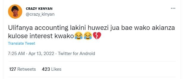 Crazy kenyan crazy_kinyan ulifanya accounting lakini huwezi jua bae wako akianza