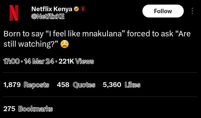 Netflix kenya efflixke follow n born to say feel like mnakulana forced to ask 'a