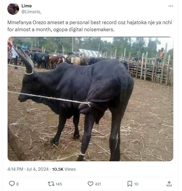 Limo limorio mmefanya orezo ameset a personal best record coz hajatoka nje ya nc