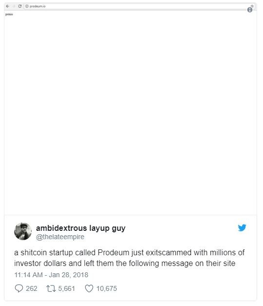 Ambidextrous layup guy thelateempire shitcoin startup called prodeum just exitsc