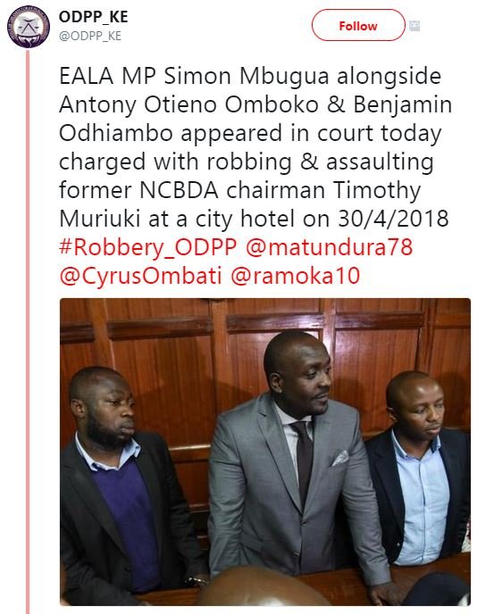 Odpp_ke odpp_ke follow eala mp simon mbugua alongside antony otieno omboko benja