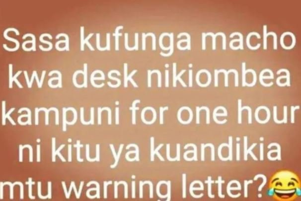 Sasa kufunga macho kwa desk nikiombea kampuni for one hour ni kitu ya kuandikia