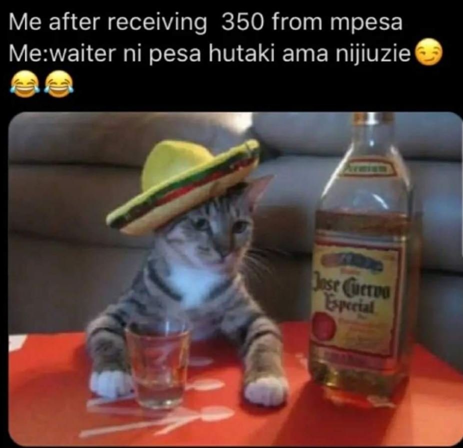 Me after receiving 350 from mpesa mewaiter ni pesa hutaki ama nijiuzie ysr orva